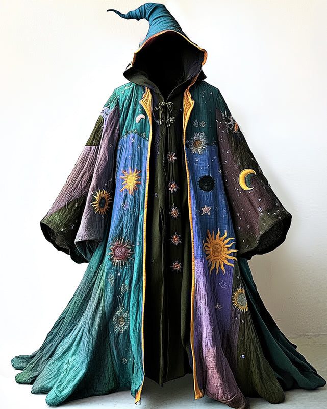 Stars and Moon Embroidered Rainbow Contrast Cape  9743