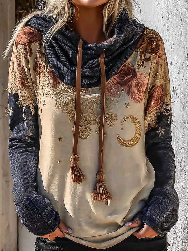 Autumn And Winter Fashionable Patchwork Contrast Color Hooded Sweatshirt 2744