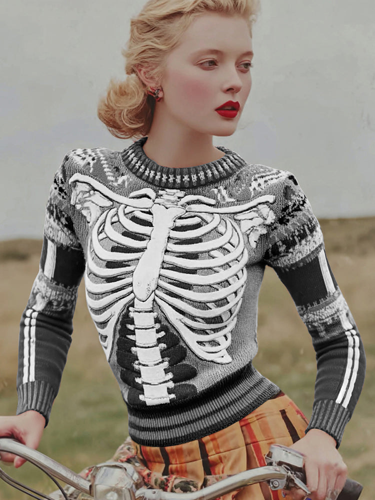 Vintage Halloween Anatomy Fresh Look Art Chunky Knitted Sweater d750