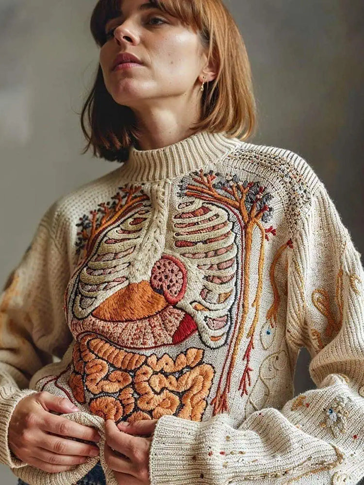 Classic Halloween Anatomy Art Chunky Knitted Sweater e641