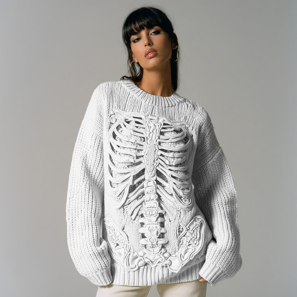 Vintage Halloween Anatomy Art Chunky Knitted Sweater 26f4