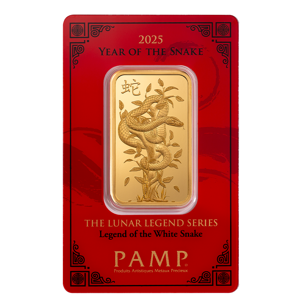2025 1 oz PAMP Suisse Lunar White Snake Gold Bar (in Assay)