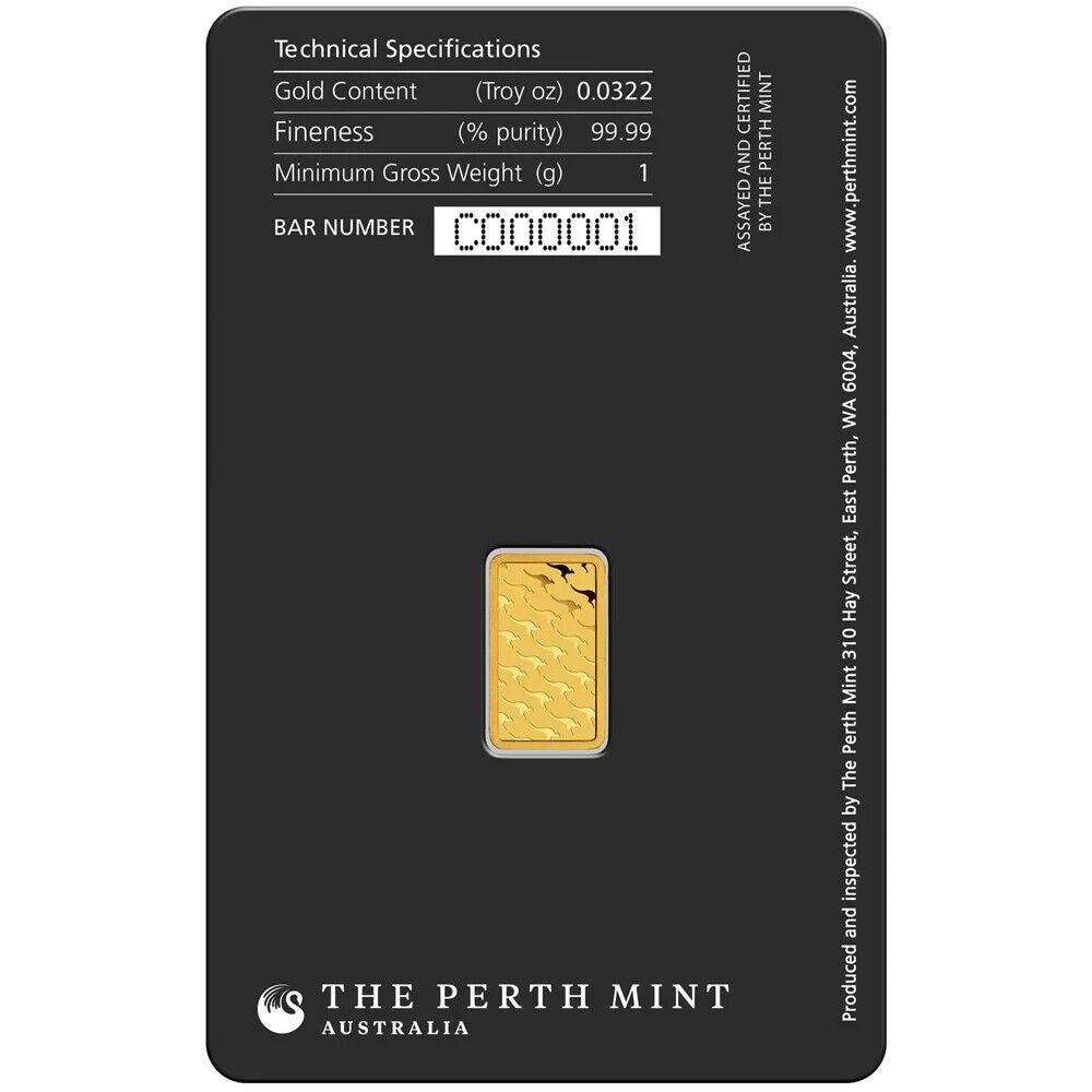 Perth Mint Kangaroo 1g Gold Minted Bar "Investment Grade"