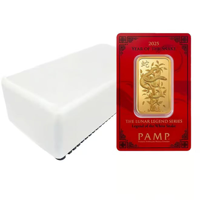 2025 1 oz PAMP Suisse Lunar White Snake Gold Bar (in Assay)