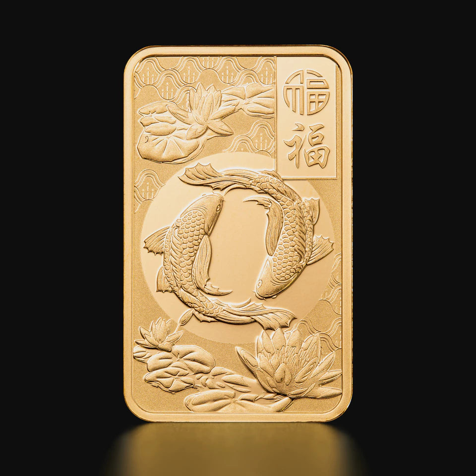 2025 1 oz PAMP Suisse Good Luck Koi Fish Gold Bar .9999 Fine (in Assay)