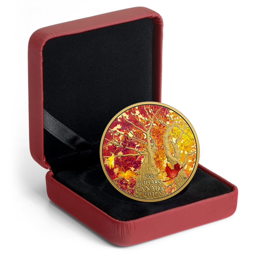 Canada 2017 – 250$ Maple Canopy: Kaleidoscope of Colour II – 2 oz Pure Gold Coloured Coin