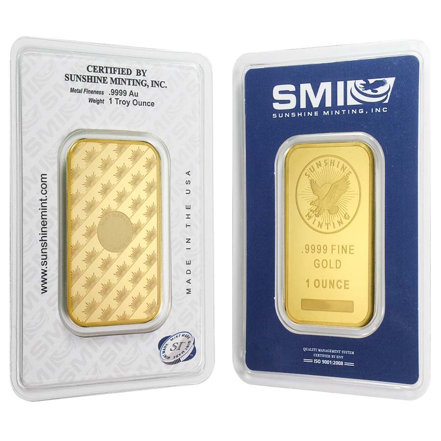 Sunshine Mint 1 oz Gold Bar .9999 Fine (in Assay)