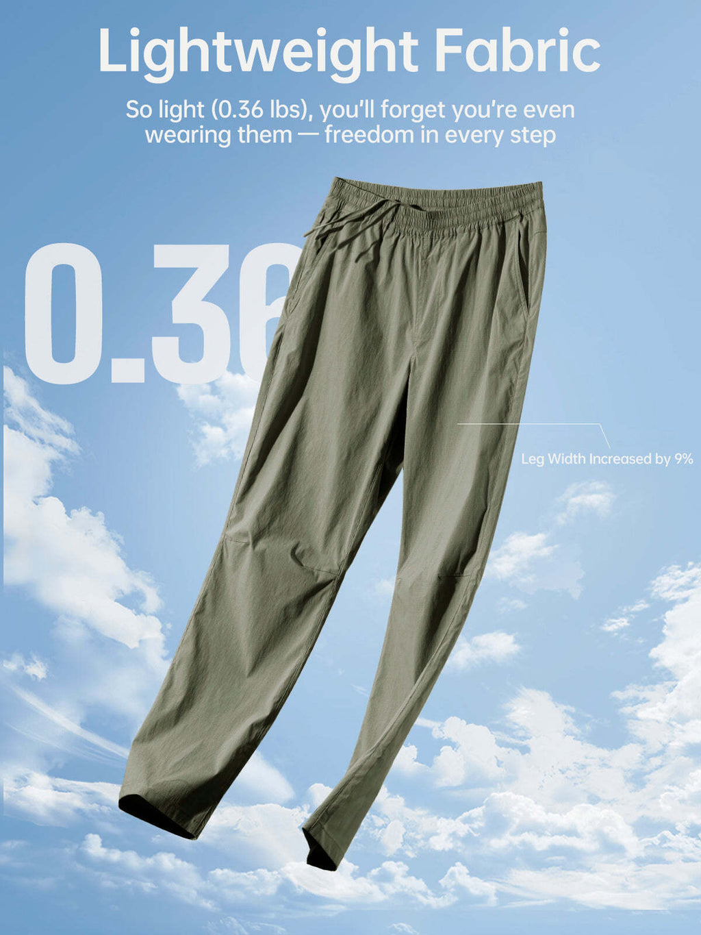 FREE SOLDIER Men's Elastic Waist Lightweight Water Resistant Quick-Dry Hiking Outdoor Sweatpants Pants