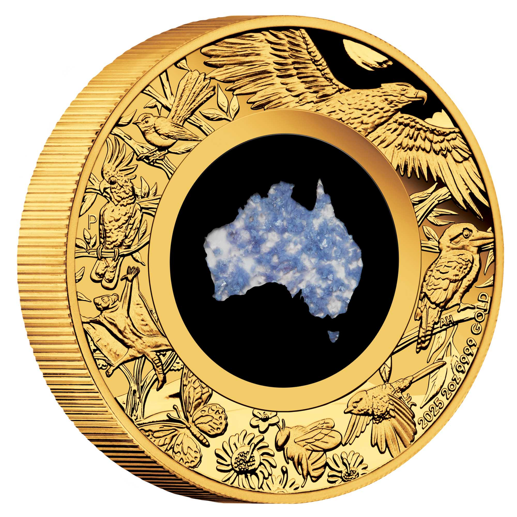 Great Southern Land 2025 2oz Gold Proof Blue Lepidolite Coin