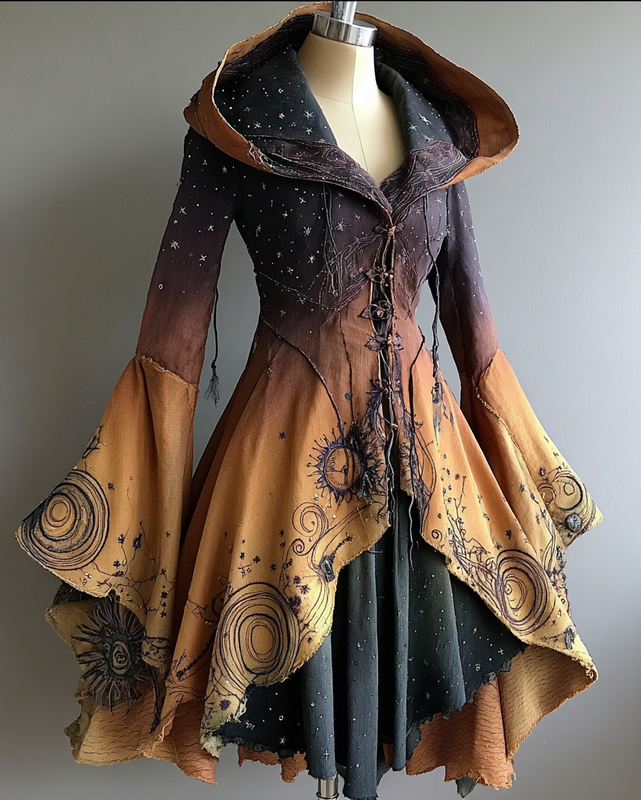 Halloween Floral Embroidered Halloween Cape Dress 37b0