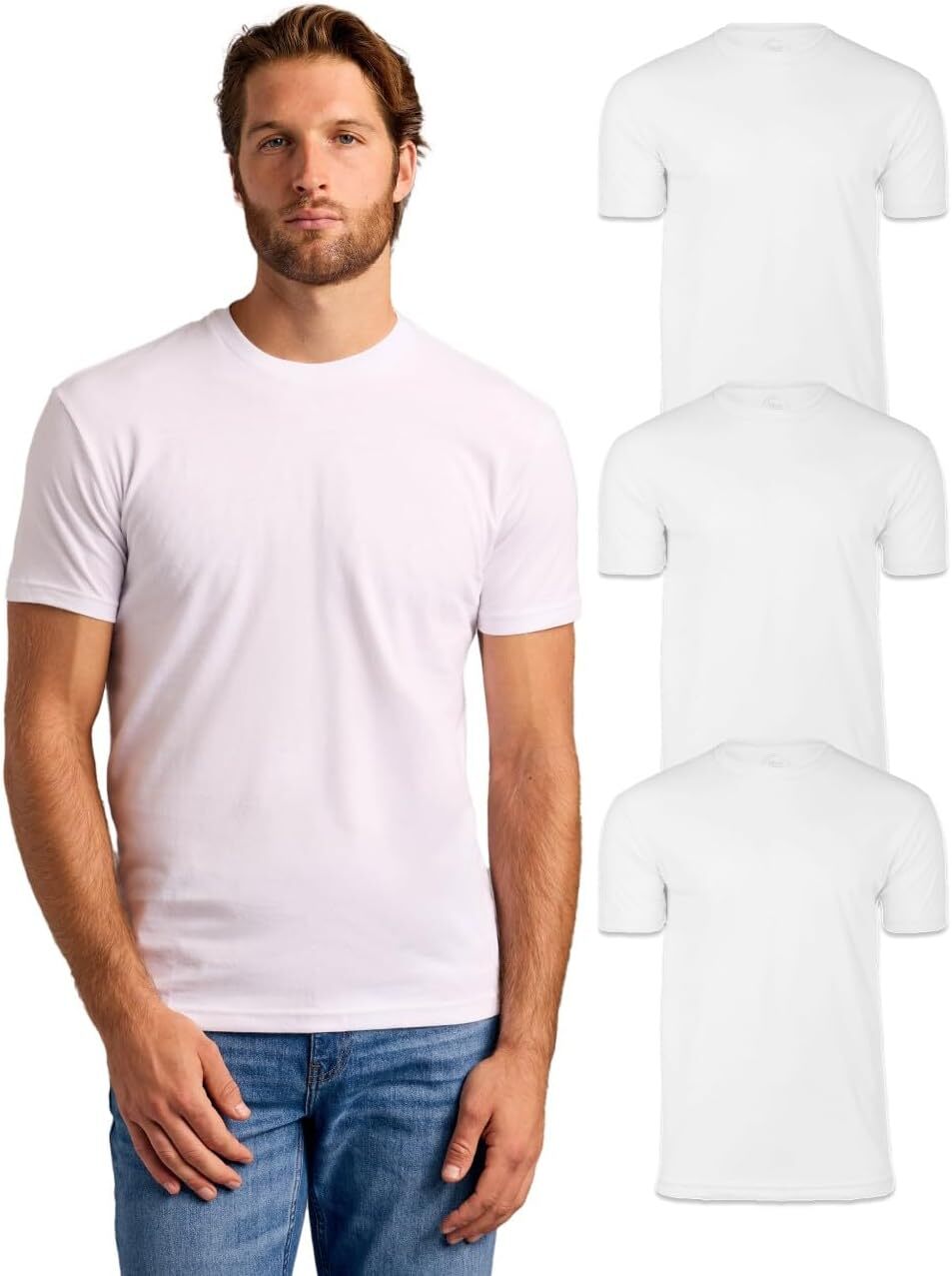 3 Pack Men‘s T-Shirts - Short Sleeve Crew Neck Plain Novelty T Shirt for Men