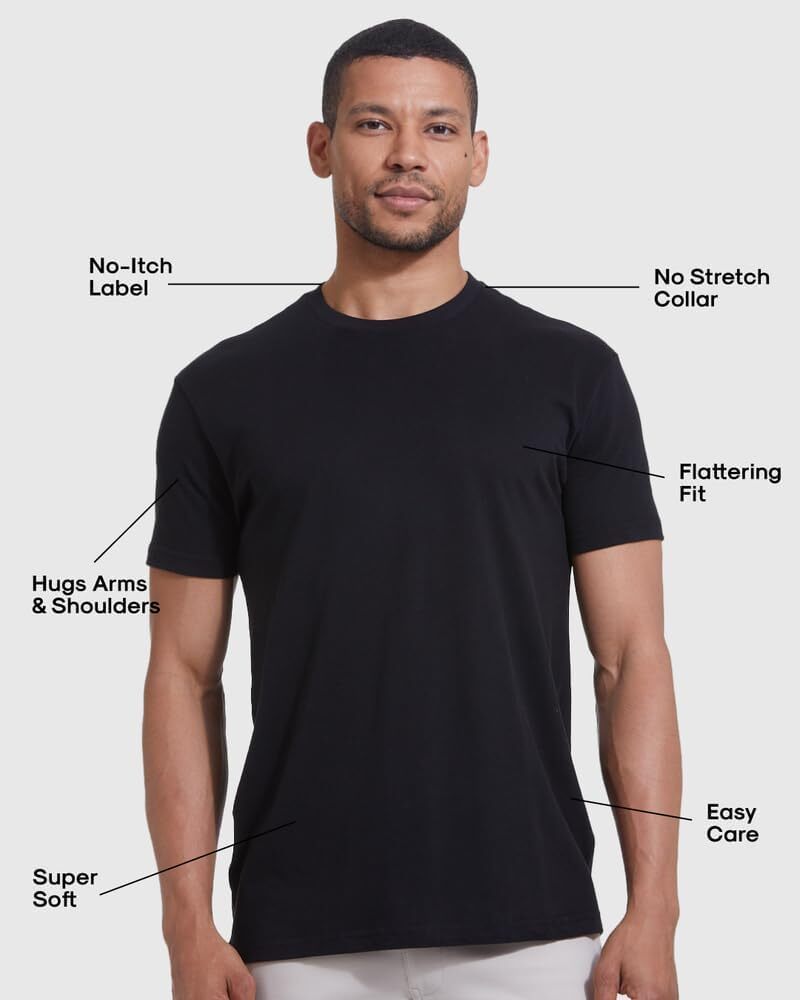 3 Pack Men‘s T-Shirts - Short Sleeve Crew Neck Plain Novelty T Shirt for Men