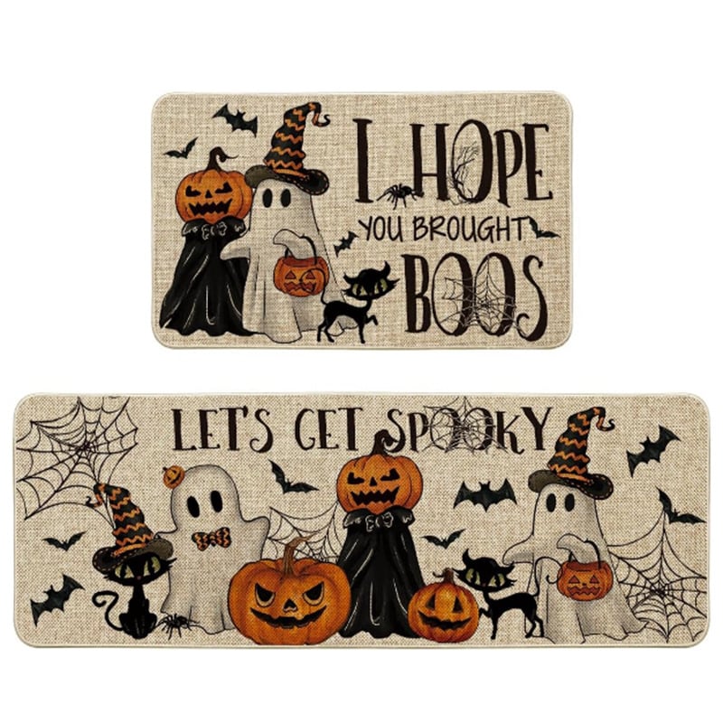 🏆#1 Bestselling-🎃Spooky Kitchen Rugs Sets of 2  9c0d