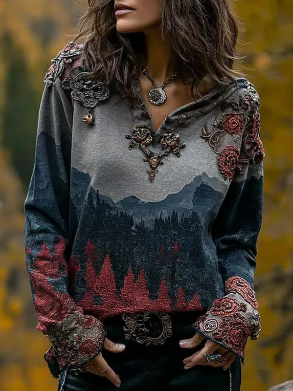 Autumn and Winter Star and Moon Patchwork Hooded Contrast Color Sweatshirt 0f34