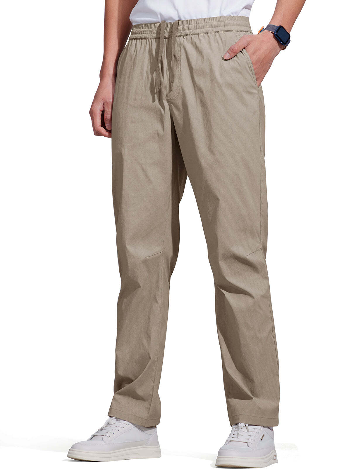 FREE SOLDIER Men's Elastic Waist Lightweight Water Resistant Quick-Dry Hiking Outdoor Sweatpants Pants