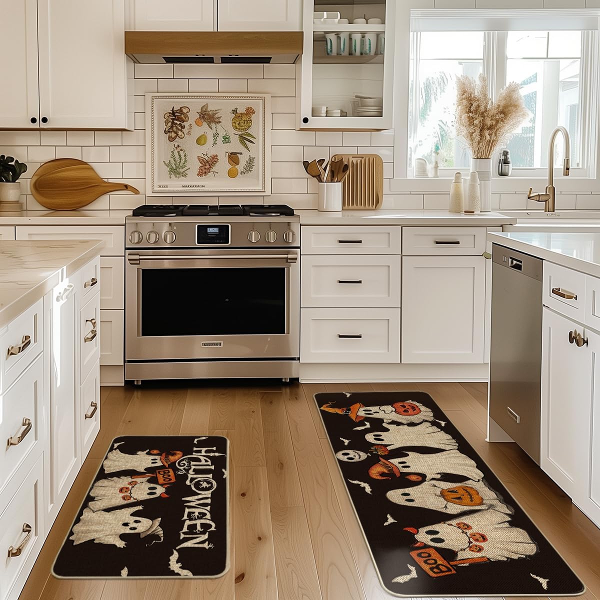 🏆#1 Bestselling-🎃Spooky Kitchen Rugs Sets of 2  9c0d