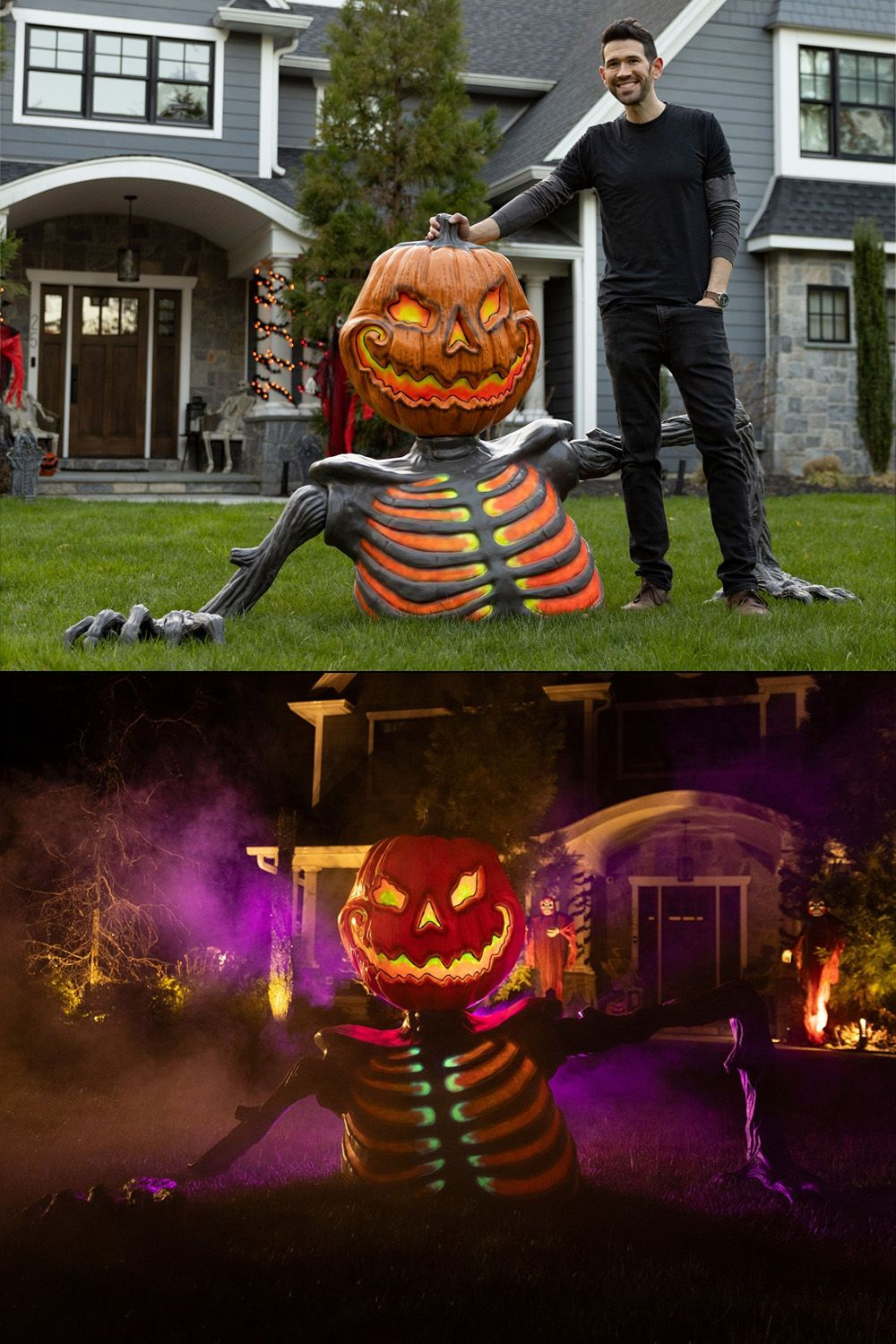 🎃Halloween Pre-sale 50% OFF🔥–Towering Skeleton with LED Eyes & Haunting Sounds👻（Limited Stock）