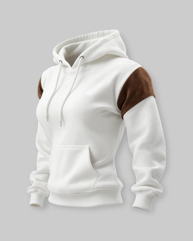 Women's contrast color panel hooded sweatshirt 80f0