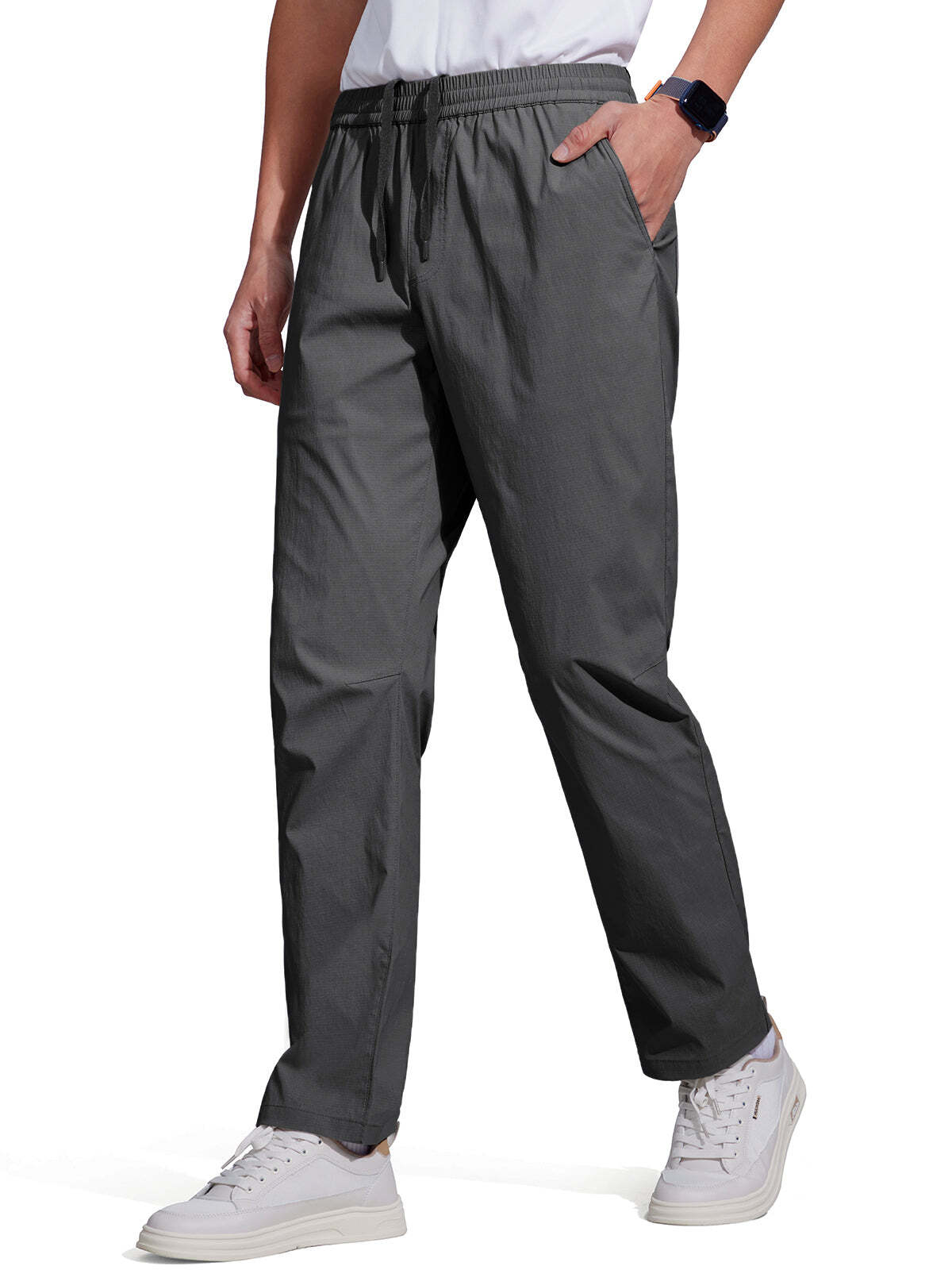 FREE SOLDIER Men's Elastic Waist Lightweight Water Resistant Quick-Dry Hiking Outdoor Sweatpants Pants