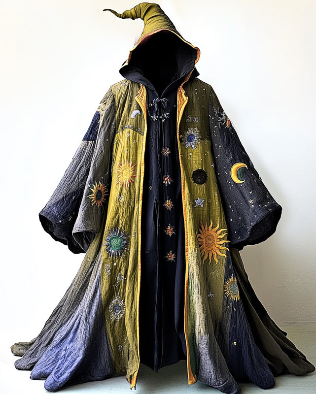 Stars and Moon Embroidered Rainbow Contrast Cape  9743