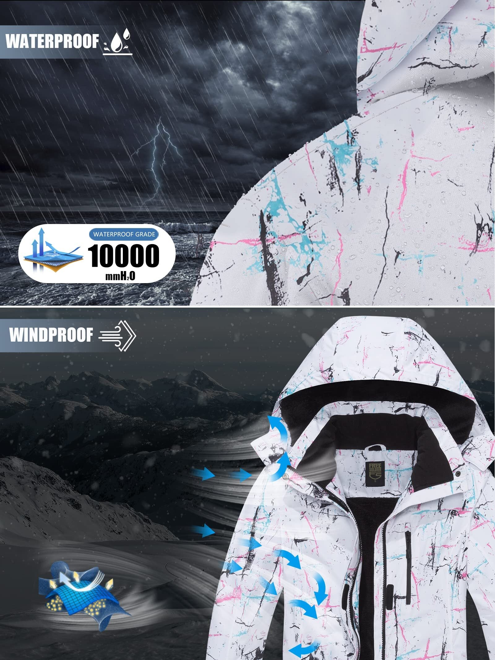 ETHEREAL Women's Waterproof Ski Snow Jacket