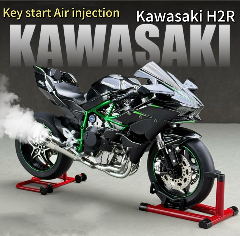 H2R Motorcycle Model With Engine Startup, Throttle Control, And Exhaust Spray Simulation, Die-Cast Bike, Ideal Gift For Men