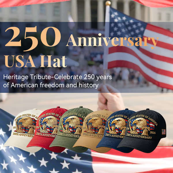 🔥Eagle & Liberty – United States 250th Anniversary Embroidered Hat✨(Breathable & Lightweight Comfort & Unisex Fit)