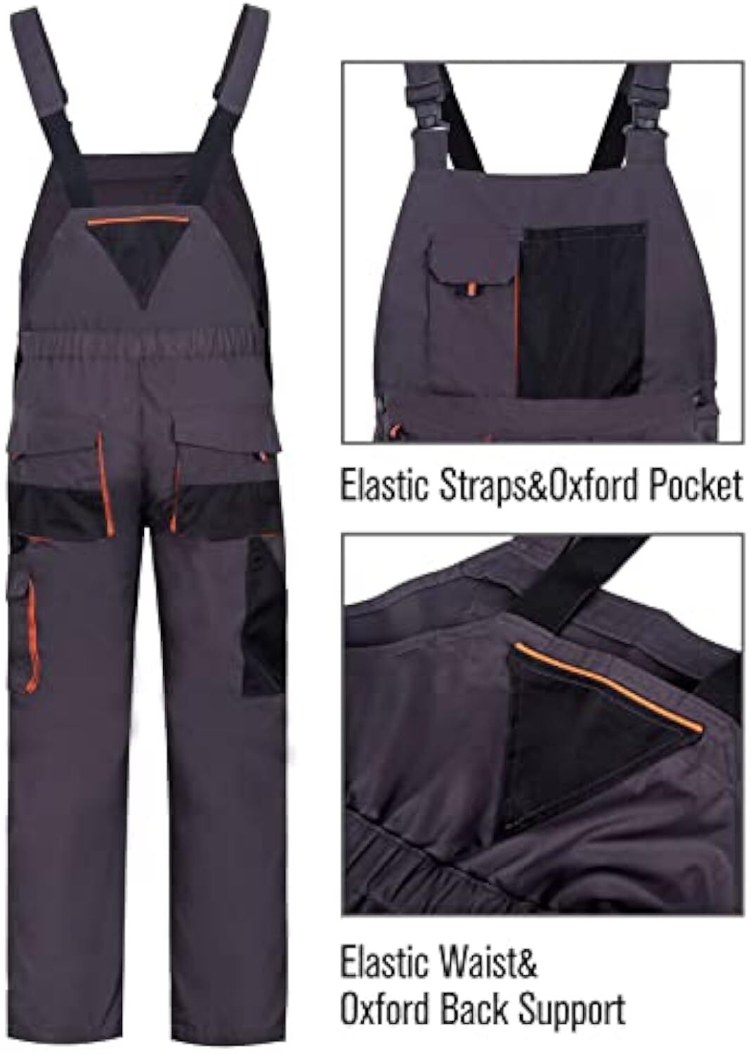 Free Soldier Men's Bib Overalls Work Overalls with Knee Pad Pockets