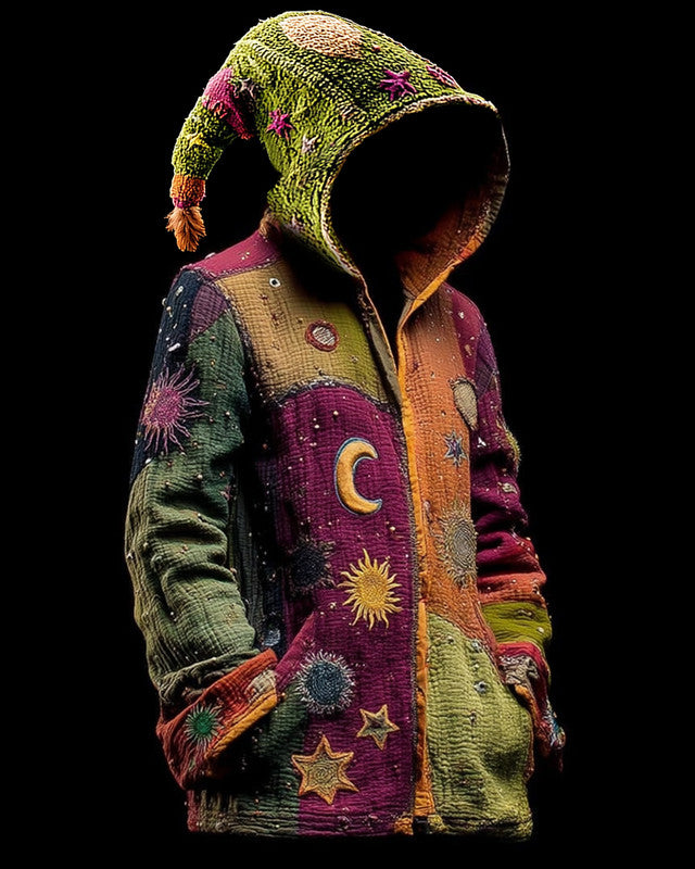 Women's Summer Vacation Floral Embroidered Linen Patchwork Hooded Sweatshirt Jacket  4bf3