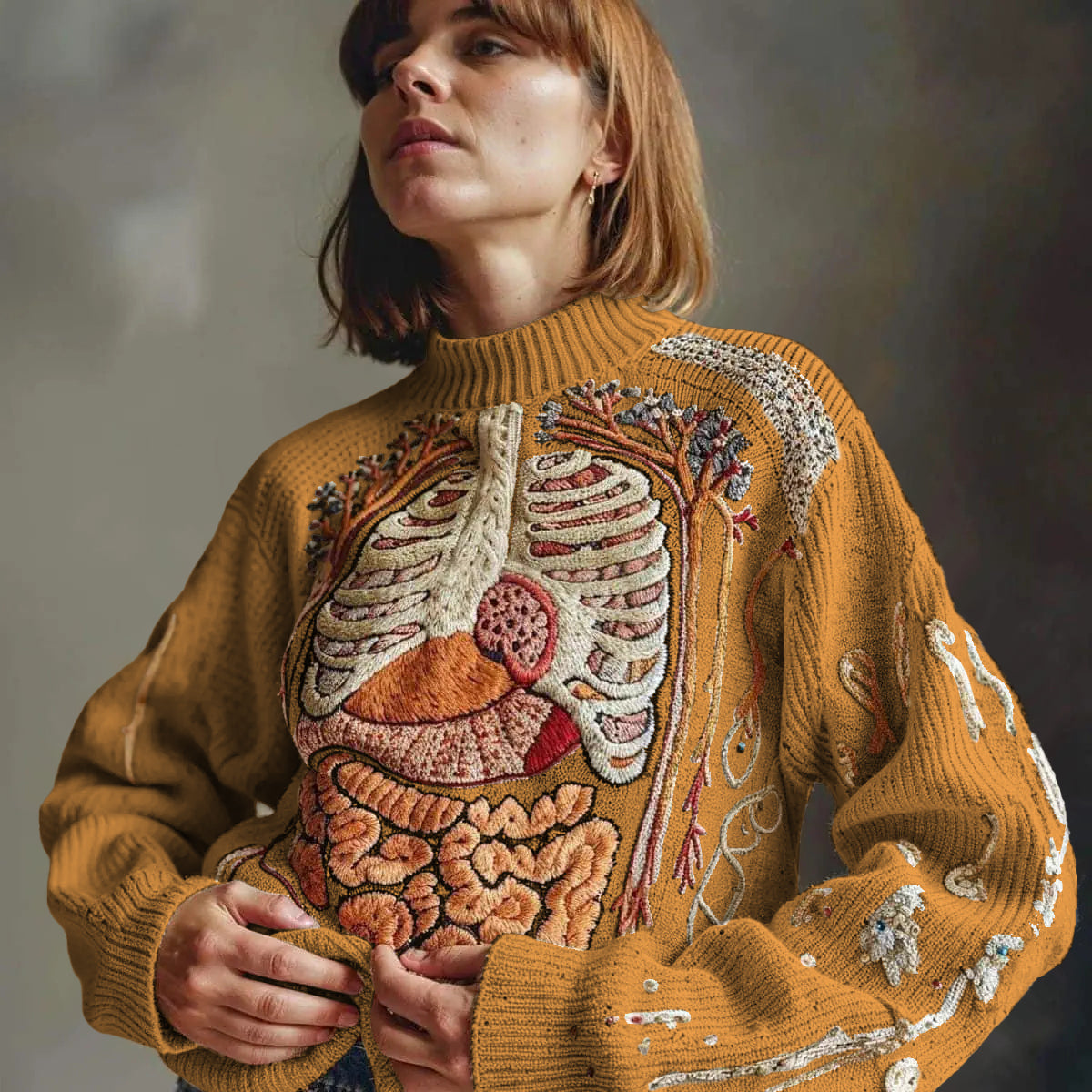 Classic Halloween Anatomy Art Chunky Knitted Sweater e641