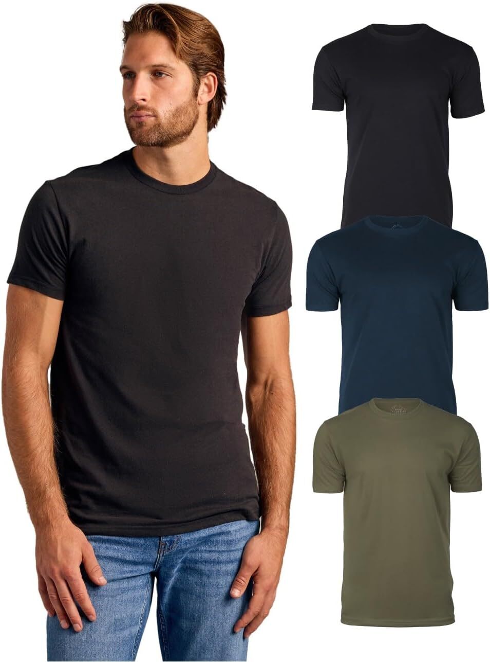 3 Pack Men‘s T-Shirts - Short Sleeve Crew Neck Plain Novelty T Shirt for Men