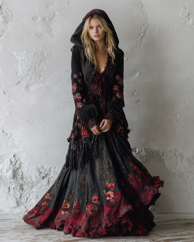 Women's Velvet Slim-Fit Long Dress  076c