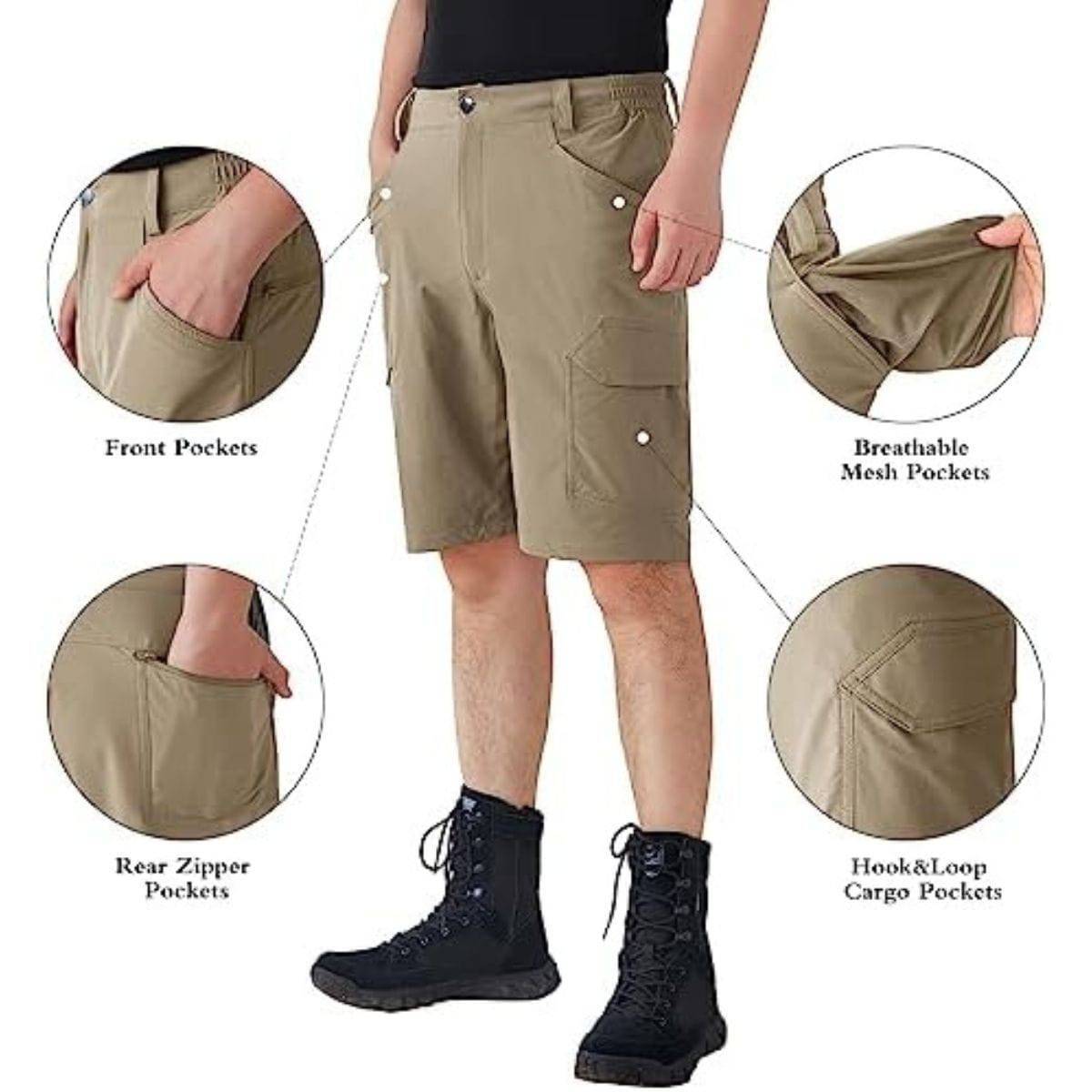 FREEKITE Men's Quick Dry Ripstop Tactical Work Shorts w/ Pockets