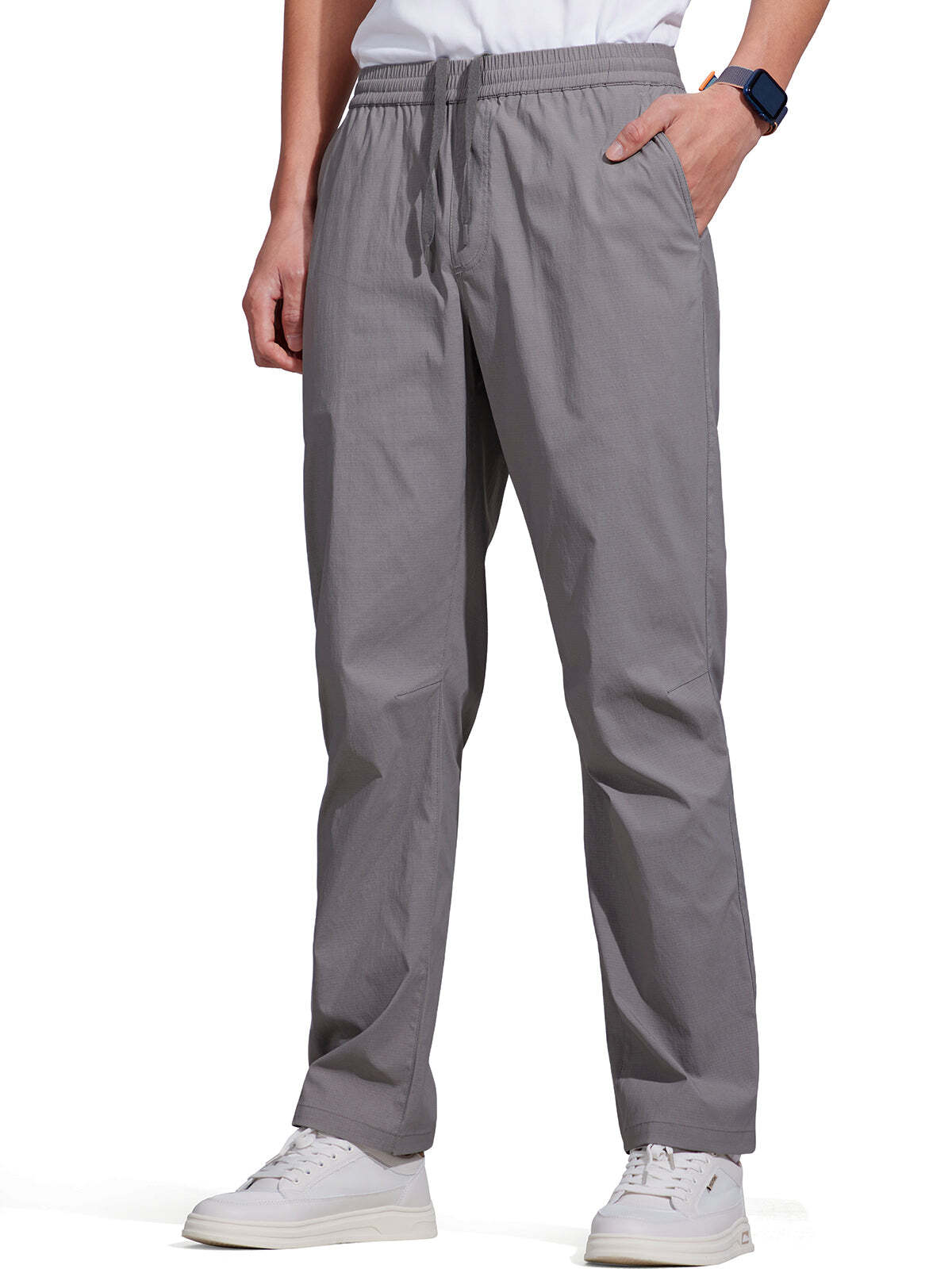 FREE SOLDIER Men's Elastic Waist Lightweight Water Resistant Quick-Dry Hiking Outdoor Sweatpants Pants