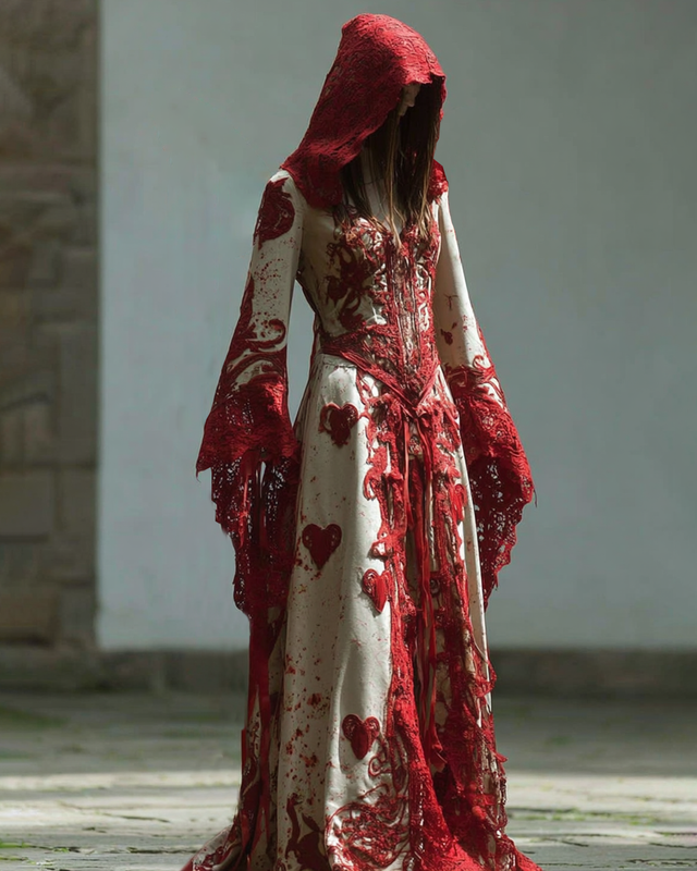 Halloween Themed  Contrasting Lace Patchwork Embroidered Dress 46b9