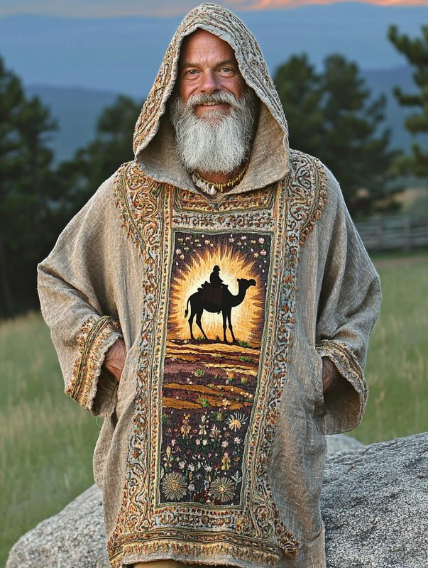 Men's autumn and winter hooded kaftan cloak jacket 22d7