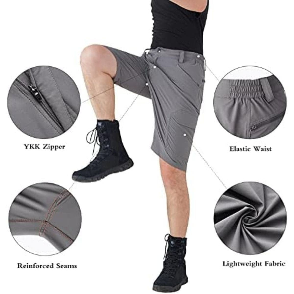 FREEKITE Men's Quick Dry Ripstop Tactical Work Shorts w/ Pockets
