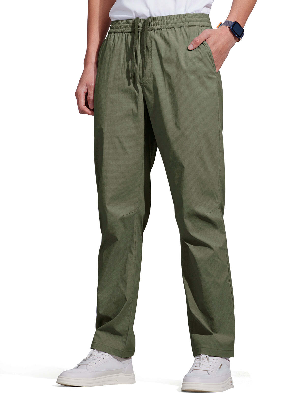 FREE SOLDIER Men's Elastic Waist Lightweight Water Resistant Quick-Dry Hiking Outdoor Sweatpants Pants