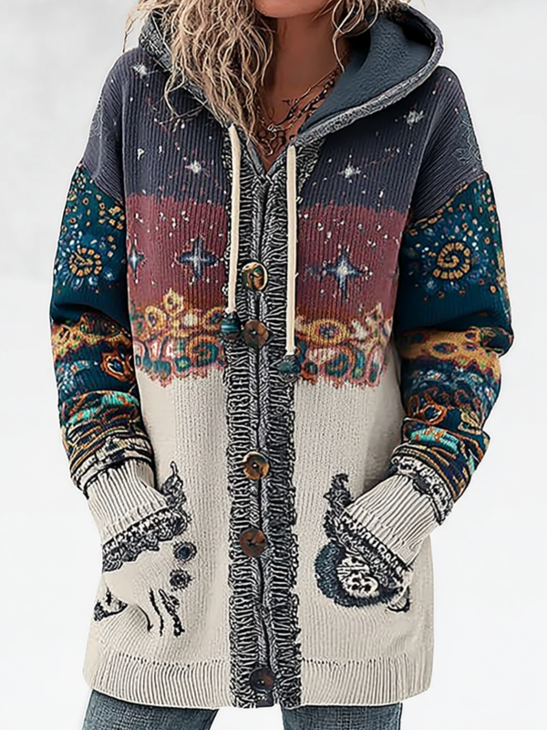 Autumn And Winter Fashionable Patchwork Contrast Color Hooded Sweatshirt 22ec