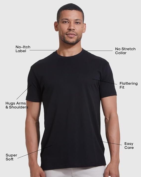 3 Pack Men‘s T-Shirts - Short Sleeve Crew Neck Plain Novelty T Shirt for Men