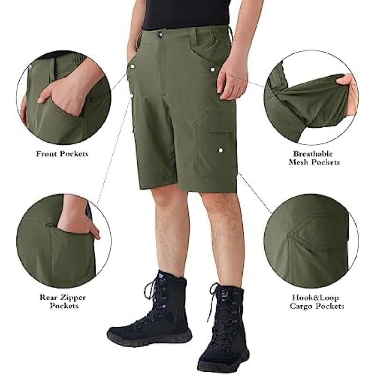 FREEKITE Men's Quick Dry Ripstop Tactical Work Shorts w/ Pockets