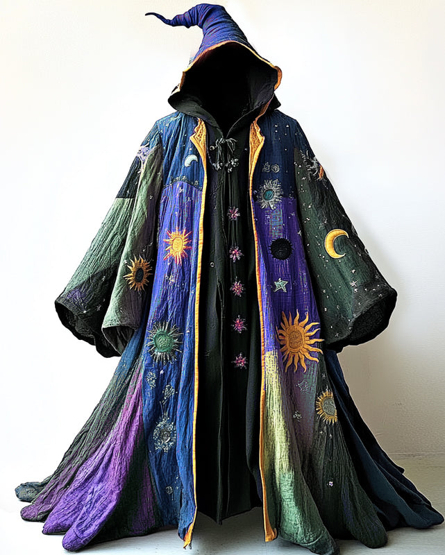 Stars and Moon Embroidered Rainbow Contrast Cape  9743