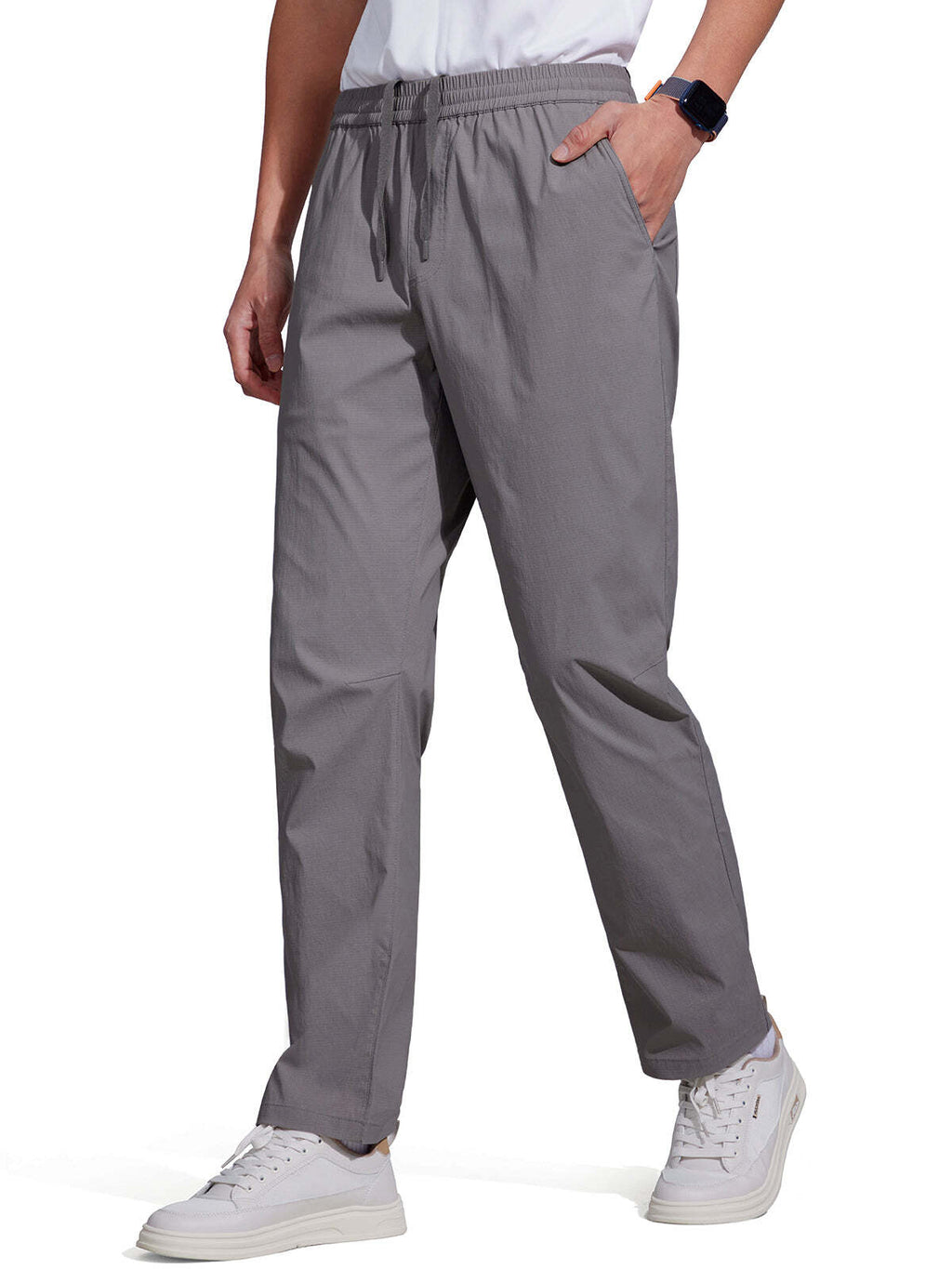 FREE SOLDIER Men's Elastic Waist Lightweight Water Resistant Quick-Dry Hiking Outdoor Sweatpants Pants