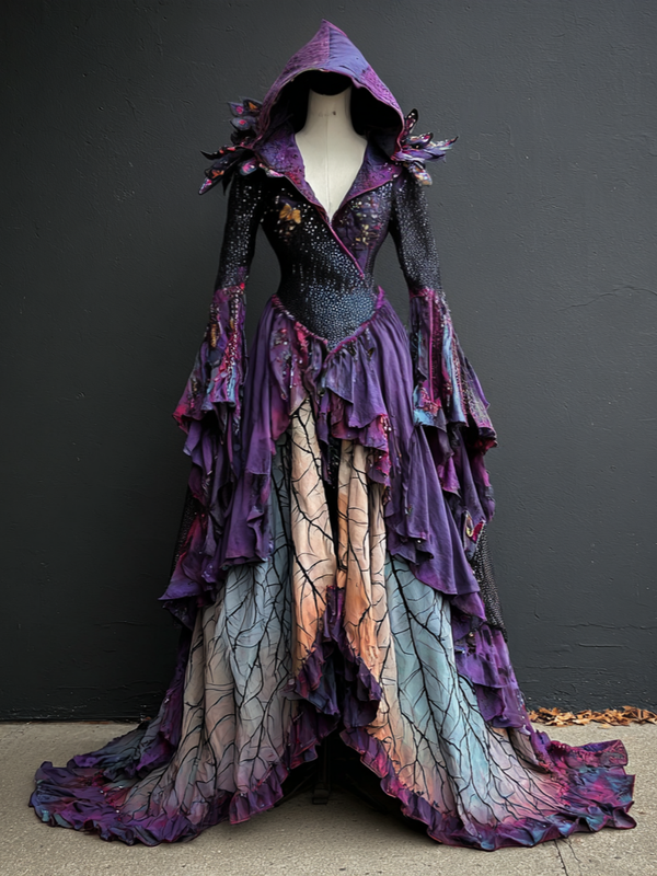 Women's Gorgeous Original Contrast Cape Dress 929e