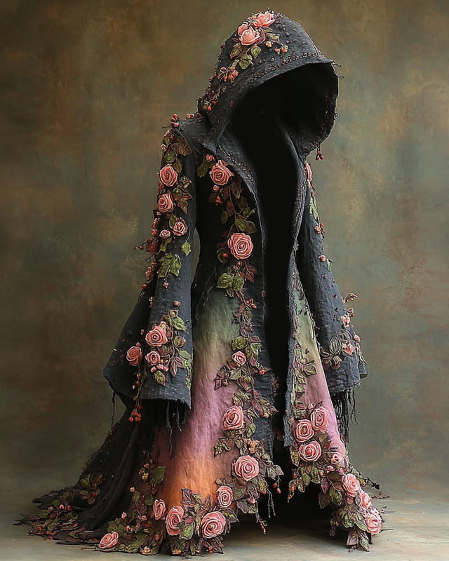 Halloween Floral Embroidered Halloween Cape Dress e0a5